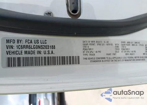 2022 Ram 1500 Classic Slt 4X2 5'7 Box from USA, damaged, VIN 1C6RR6LG0NS203188